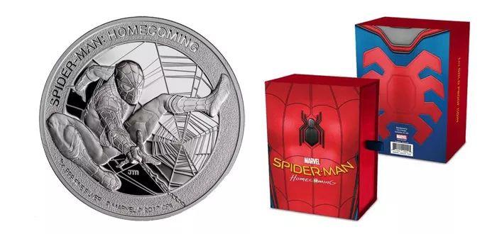 2017年《蜘蛛侠》的归来上映当时库克群岛发行了一款蜘蛛侠归来纪念币