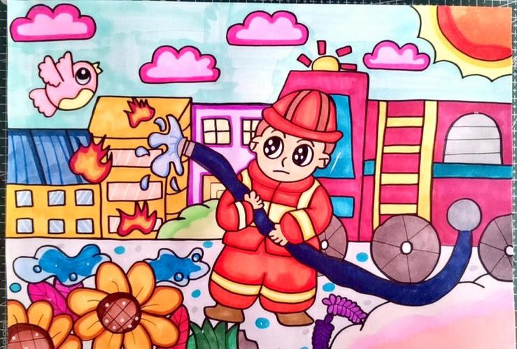 消防 儿童画