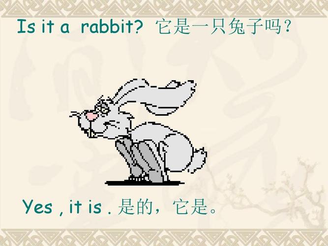 它是一只兔子吗? yes   it is   是的,它是.