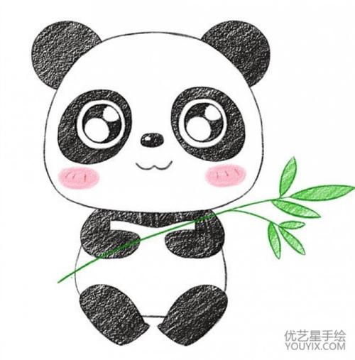 熊猫简笔画彩色 可爱 涂色
