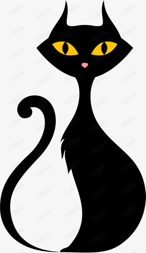 卡通黑色猫咪的素材免抠卡通黑色猫咪眼睛可爱呆萌
