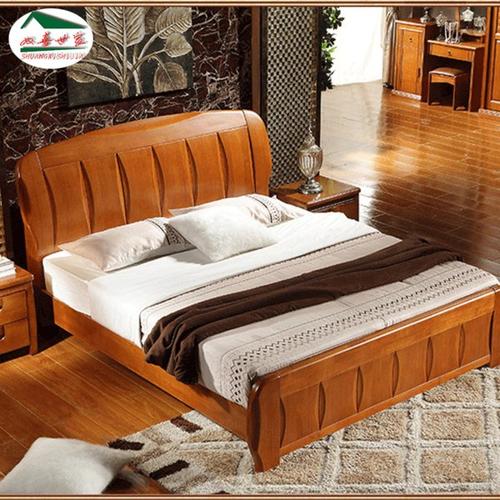 特价简约现代实木床1米5双人床1米8橡木大床全实木床卧室实木家具
