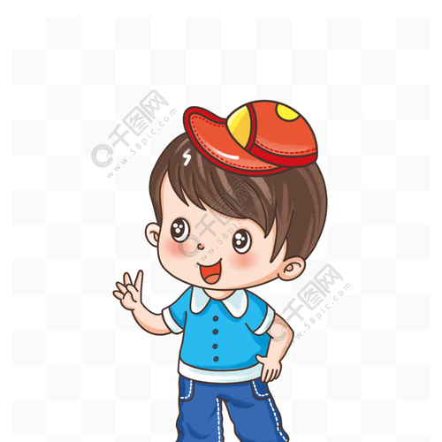 卡通人物小男孩男生校园学生戴帽子可爱动态