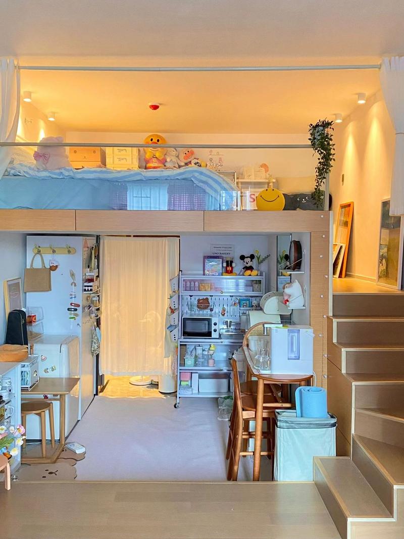 广州姑娘的42㎡小家,利用3.4米层高做隔层卧室,一个人住太爽了!