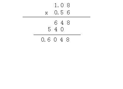 56x1.08=多少列竖式保留三位小数