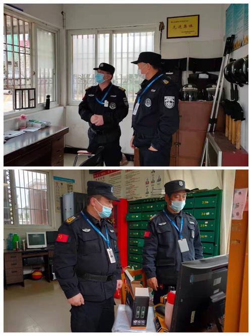 在舒洪小学,壶滨初中检查保安日常工作,人员进出登记以及安防设备