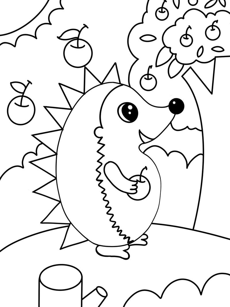 刺猬🦔儿童画 简单 创意画 简笔画 带线稿哦 适合4～6岁小朋友#儿童
