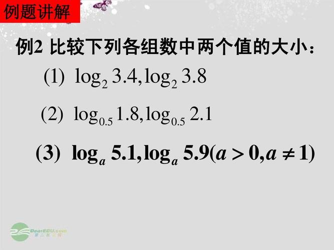 例题讲解 例2 比较下列各组数中两个值的大小: (1) log2 3