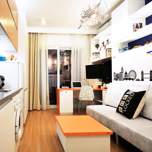 室内收纳柜设计38平米小户型现代混搭工业风家居室内装修效果图原木