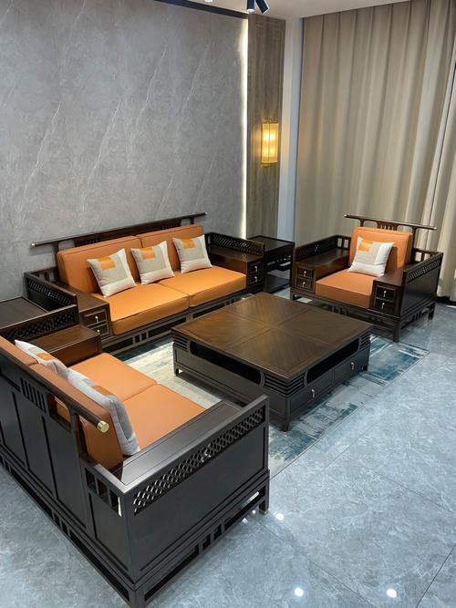 新中式乌金木沙发