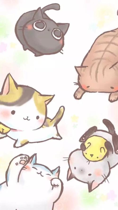 卡通插画猫咪喵星人萌可爱文艺唯美手机壁纸聊天背景