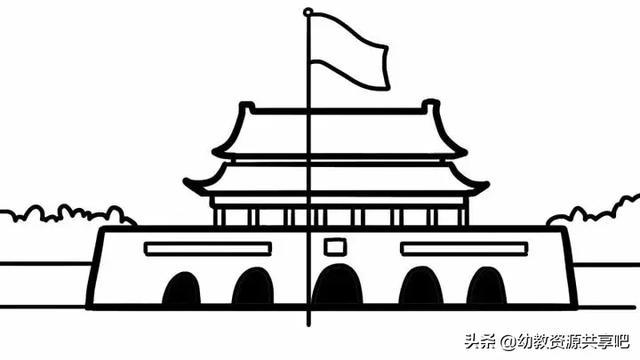 国庆节简笔画——《我爱祖国天安门》