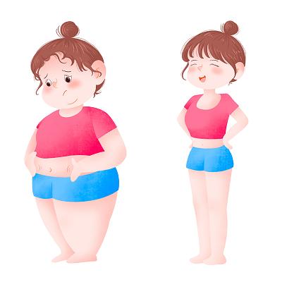肥胖赘肉减肥前后的对比元素仪态运动瘦子胖子体重png素材健康