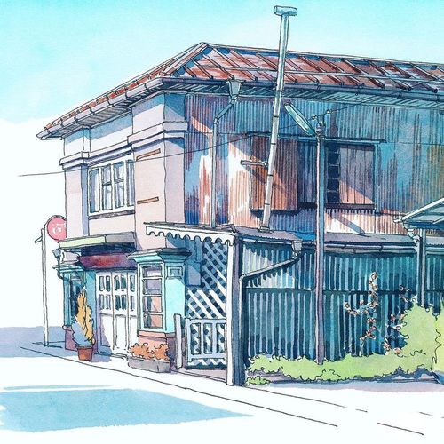 mateu日系手绘水彩风景建筑素材图欣赏 166p