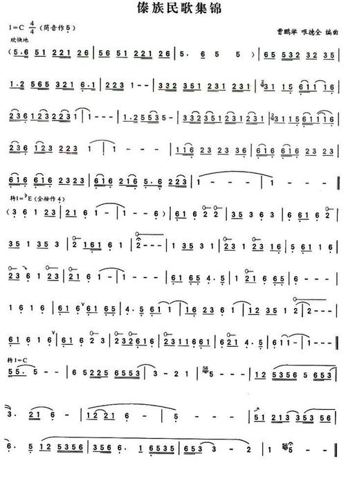 傣族民歌集锦其它曲谱(图1)