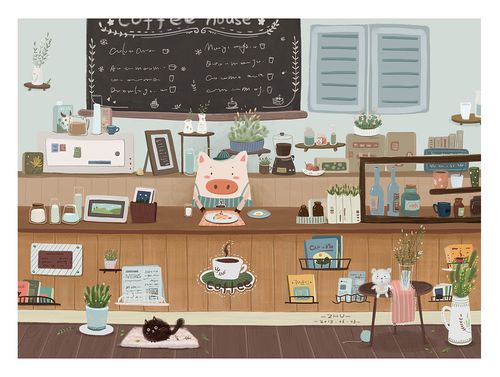 一个人的咖啡厅|插画|儿童插画|猫洛 - 原创作品 - 站酷 (zcool)