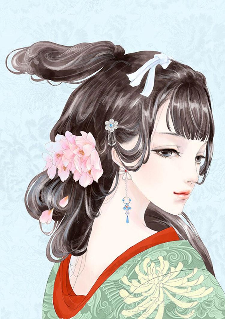 中国风美女手绘插画图片五款唯美古风人物
