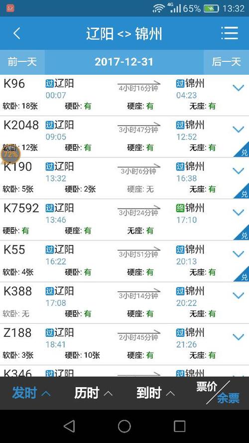 从辽阳到锦州火车列车有哪些车次 列车时刻表