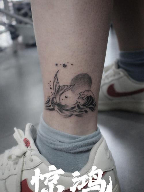 脚踝 鲸落_纹身图案手稿图片_梦游的纹身作品集