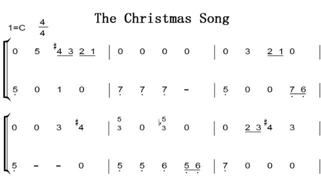 the christmas song 圣诞歌曲 圣诞节初学者版 钢琴双手简谱 钢琴谱