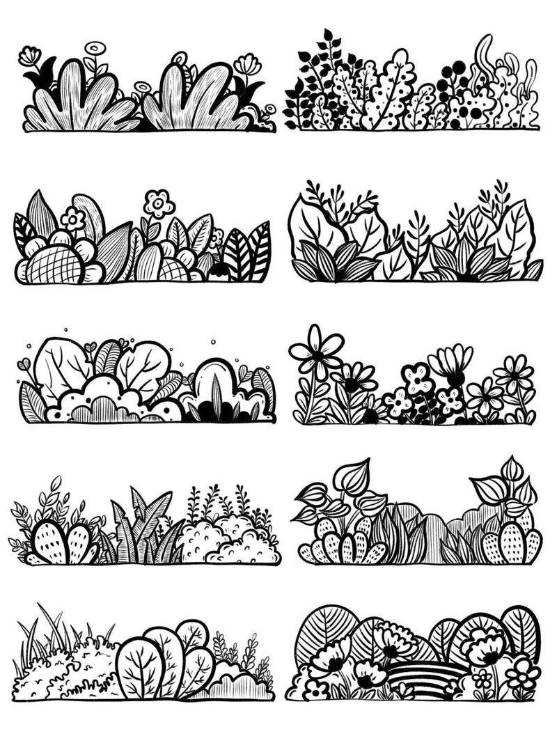 植物花丛93简笔画9 儿童画植物花丛控笔练习,顺便积累素材.