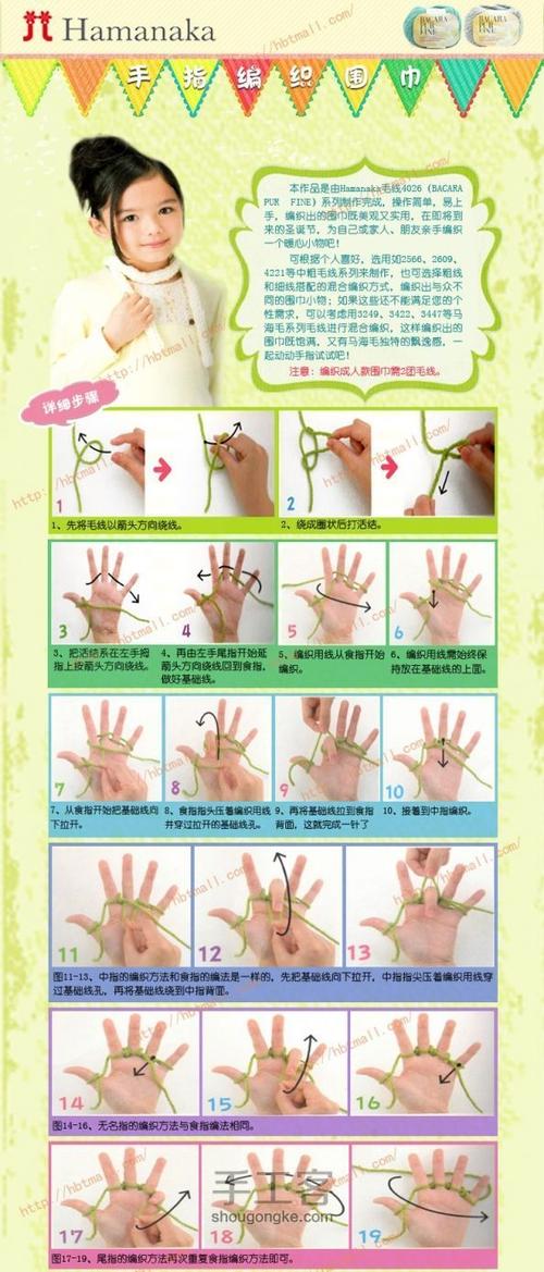 炫酷的手指编织围巾教程,完全不用棒针! 第1步