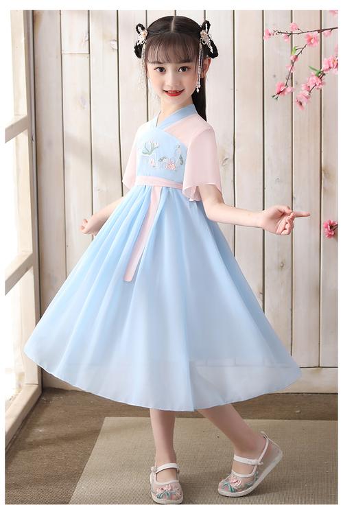 迪士尼官方季原创新款儿童汉服12岁女童古装中国风新款夏季古风襦裙超