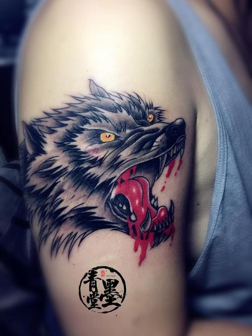 狼头遮盖_纹身图案手稿图片_田宇的纹身作品集