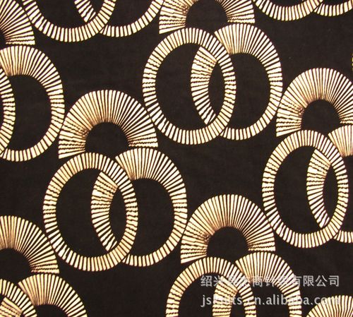 供应信息 棉面料 厂家直销 涤纶针织印花布 黑底 璀璨环纹