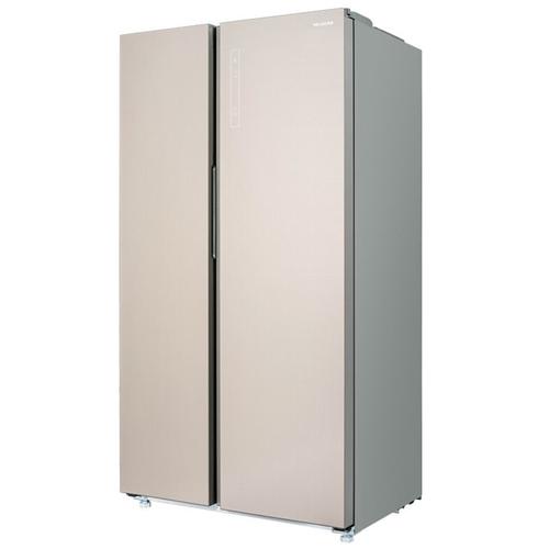 美菱冰箱bcd549wupb对开门冰箱549升风冷无霜钢化玻璃面板雅绸金棕