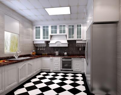 厨房,那个黑白的地砖我还是很喜欢的