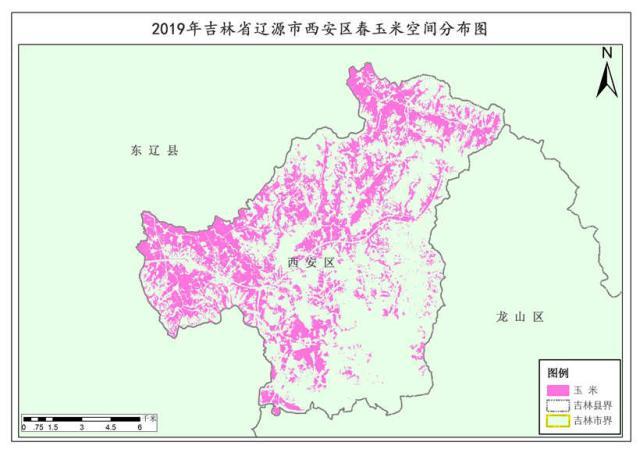 吉林省部分区县2019年春玉米种植分布