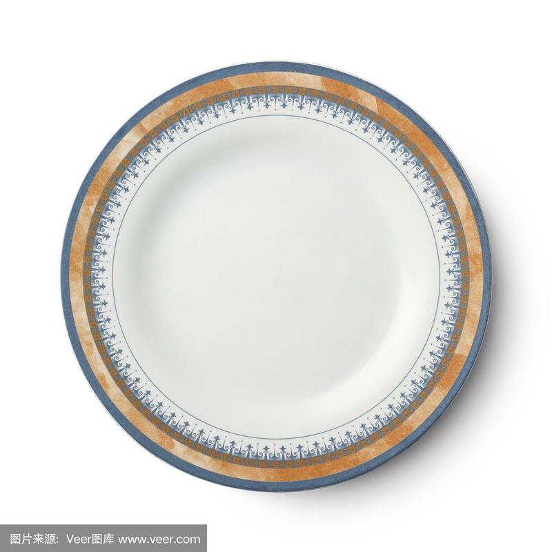 简单的白色圆形瓷盘,带有剪切路径