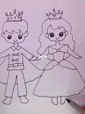 小王子和小公主的简笔画