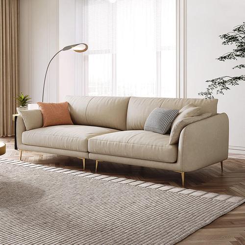 布艺沙发意式轻奢小户型客厅家具北欧简约三人位卡其色科技布沙发