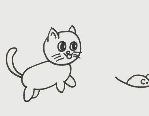 猫抓老鼠简笔画图片猫和老鼠简笔画儿童画教程