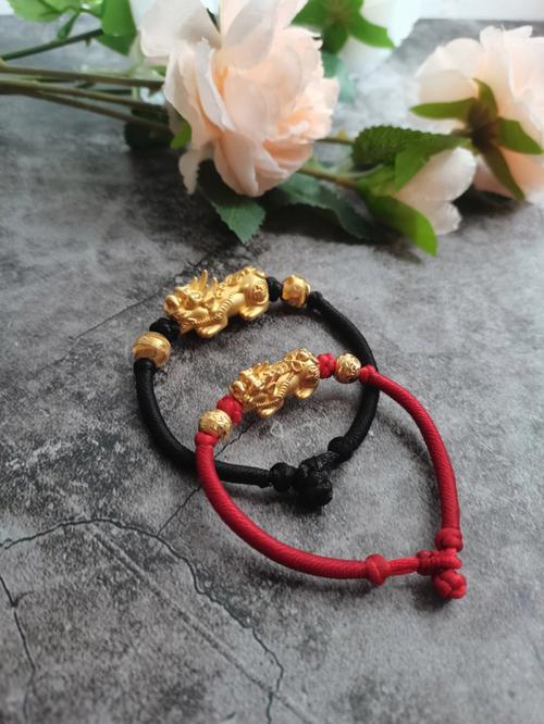 备婚日记中国风貔貅黄金编织情侣红绳手链