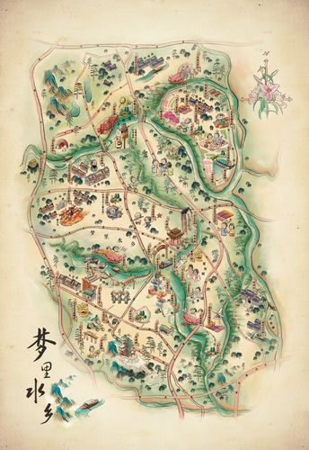 《梦里水乡-旅人图》-手绘地图-旅游景区