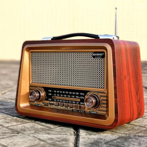 台式收音机全波复古老人老式蓝牙音箱插卡充电怀久木制