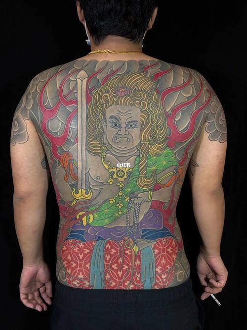 满背明王日式老传统纹身刺青