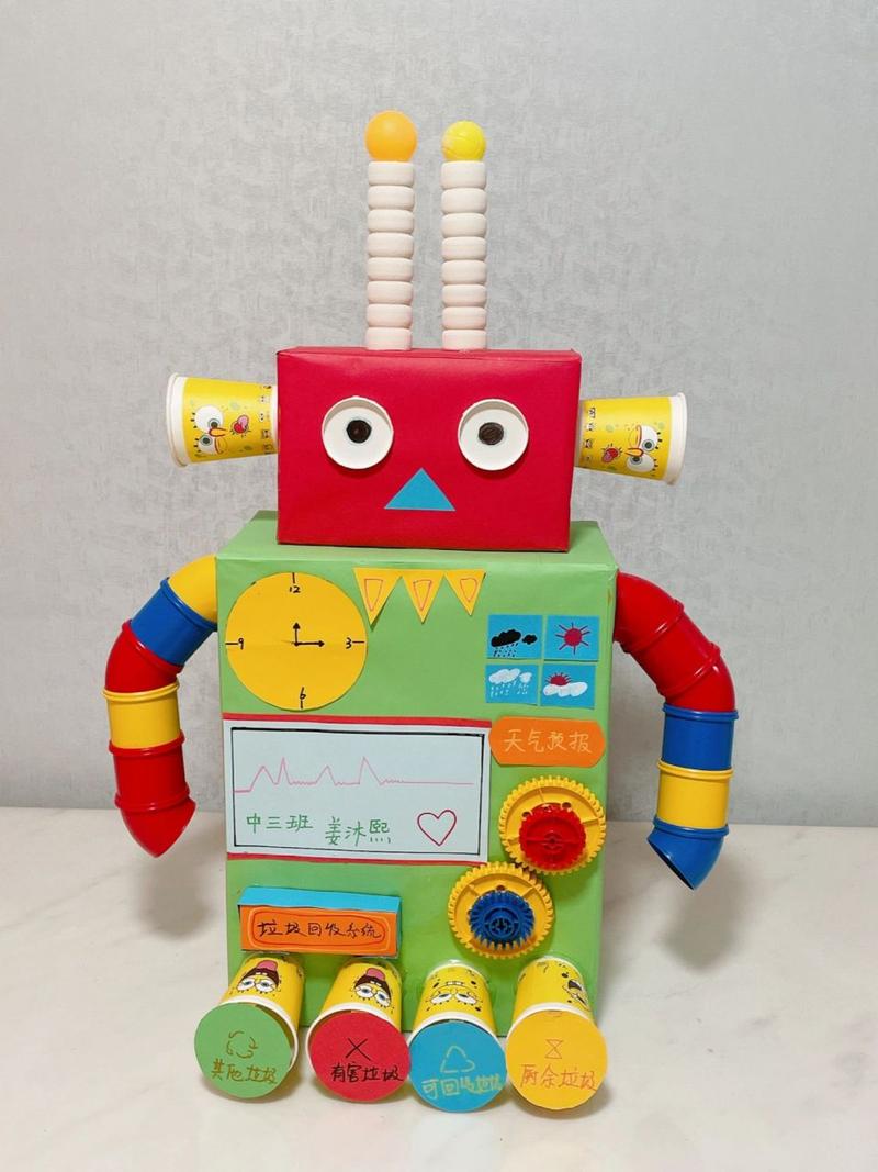 手工机器人制作  幼儿园科技作品 手工机器人,做的停不下来.