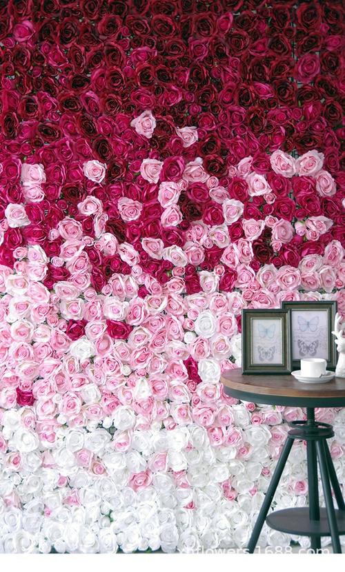 仿真植物花墙背景墙绢花墙婚礼开业商场室内装饰网红花墙玫瑰花墙