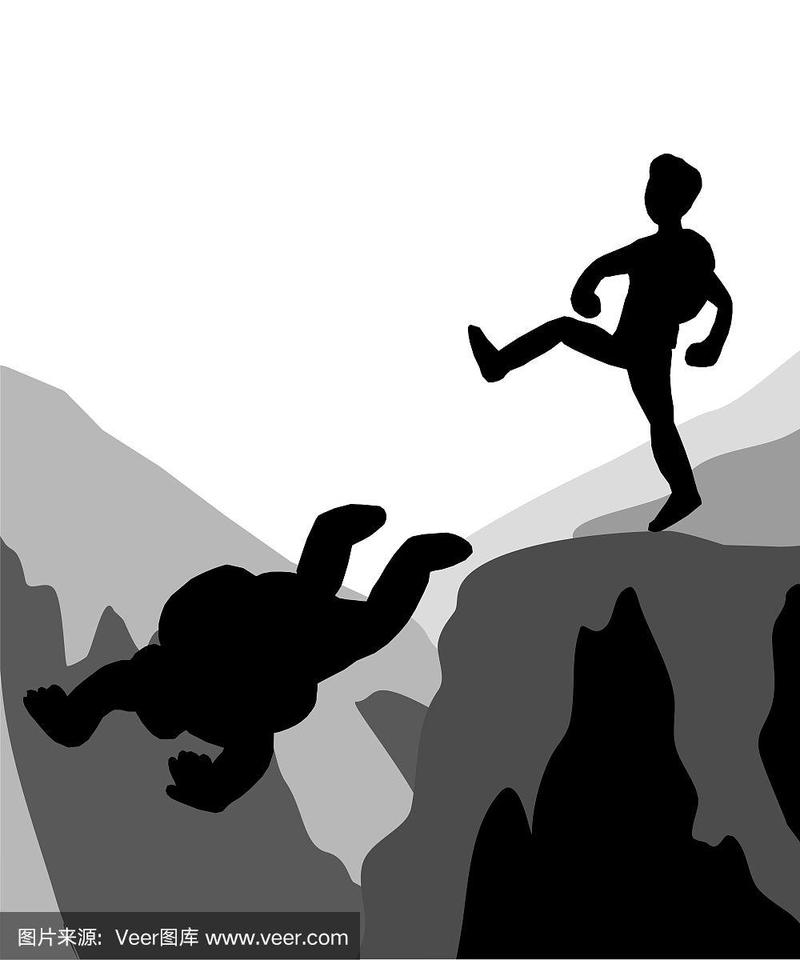 登山者把虚弱的朋友踢下悬崖.