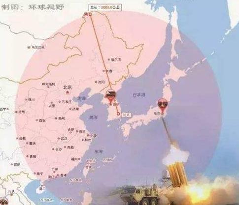 韩美外长会谈或加快部署萨德 萨德覆盖中国范围图
