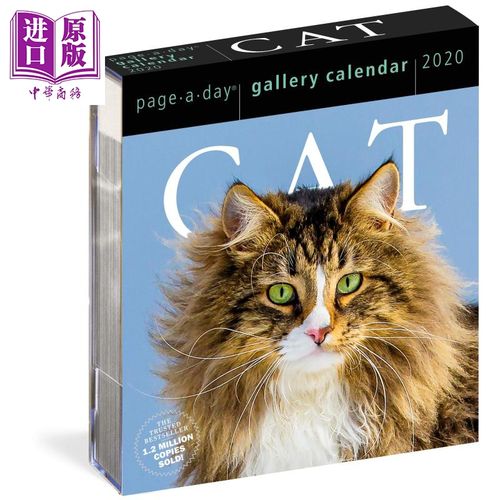 现货 猫猫日历 2020 英文原版 cat page 儿童亲子猫咪主题日历 萌宠