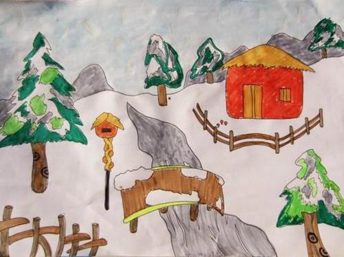 以冬天雪景为主题的儿童画有哪些关于雪景的儿童画有哪些