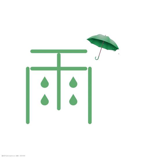 雨下雨雨伞艺术字字体设计