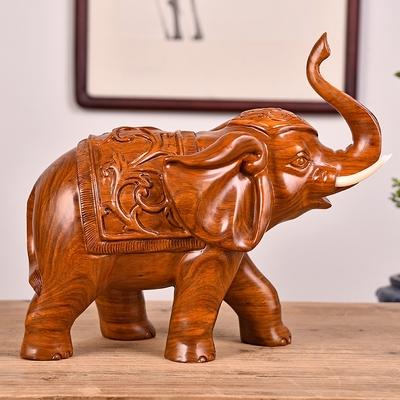 花梨木雕大象摆件招财风水象实木一对红木大象工艺品家居装饰摆设
