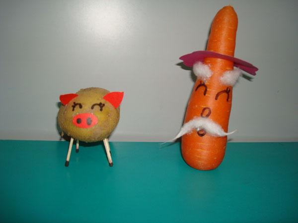 幼儿园用黄瓜和萝卜做手工,做水果娃娃,求各位大神指点怎么做,本人很