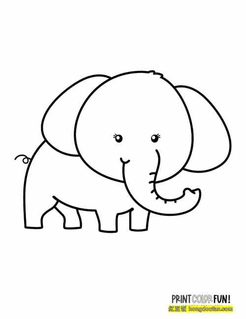12张卡通大象儿童简笔画和涂色图片免费下载